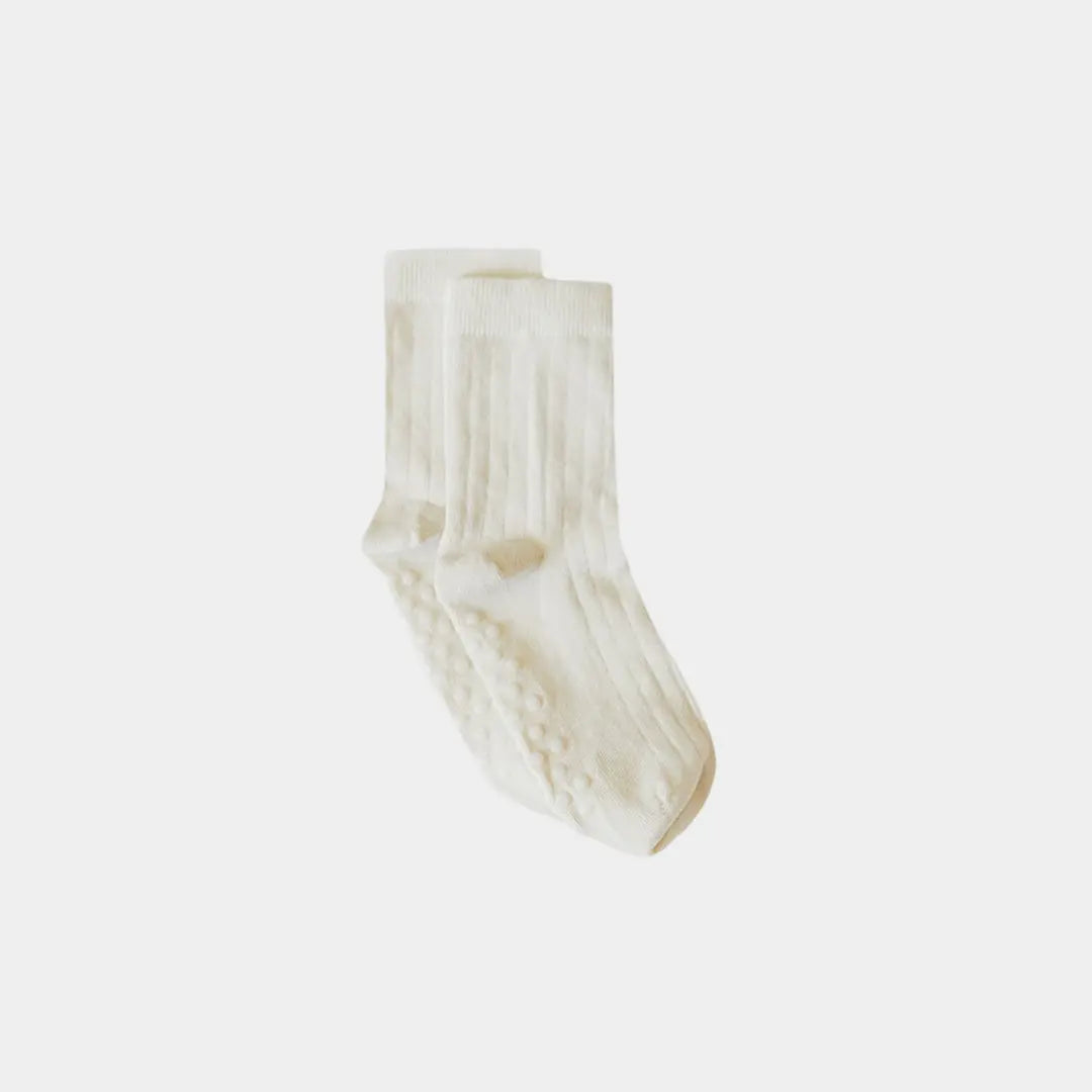 Ribbed Socks with Grips - Undyed Organic Cotton
