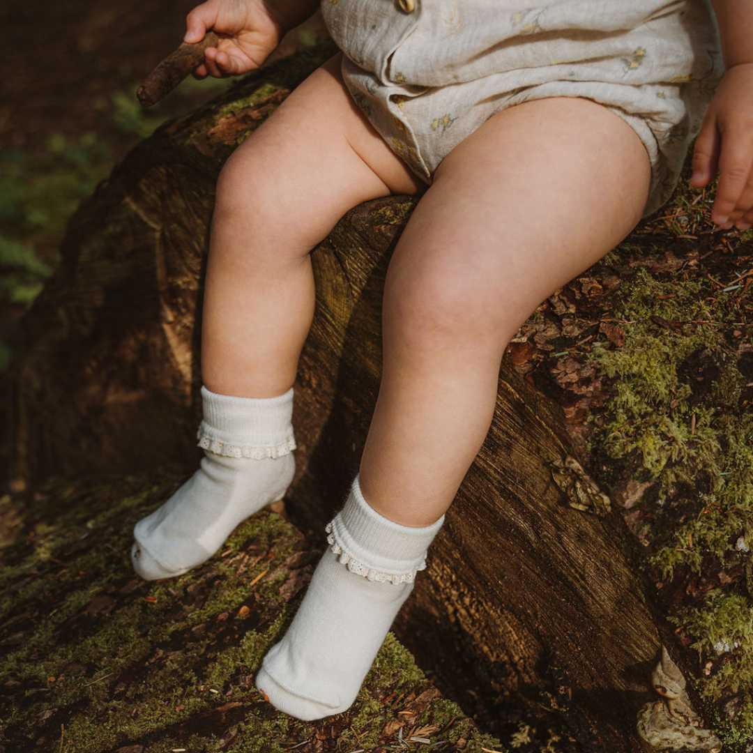 Lace Cotton Socks - Undyed Organic Cotton
