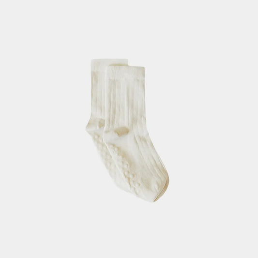 Ribbed Socks with Grips - Undyed Organic Cotton
